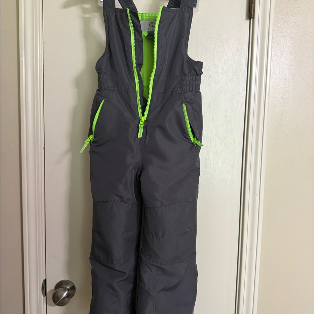 Champion Kids Overalls in Gray with Neon Green Accents